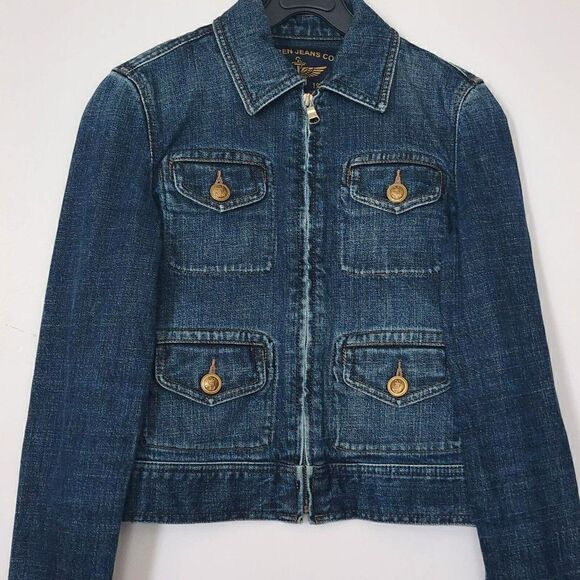 Ralph Lauren Co Women's - P/P - Jean Dark Wash Denim Jacket - Petite - Picture 3 of 12